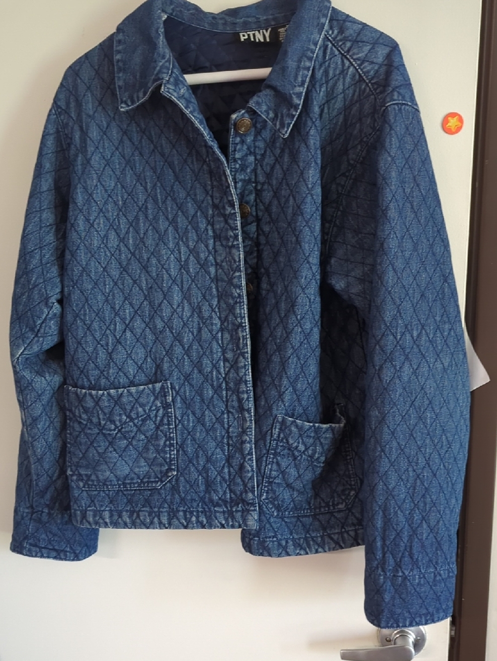 PTNY Quilted Denim Jacket in Medium Blue